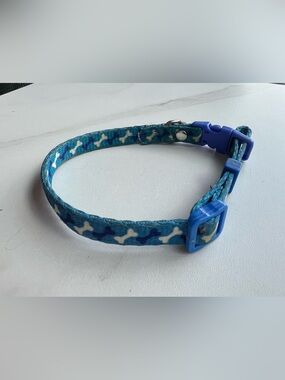 Blue Bone-Print Dog Collar - Adjustable Comfort